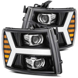 AlphaRex 07-13 Chevrolet Silverado PRO-Series Halogen Projector Headlights Jet Black