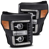 AlphaRex 11-16 Ford Super Duty PRO-Series Halogen Projector Headlights Black