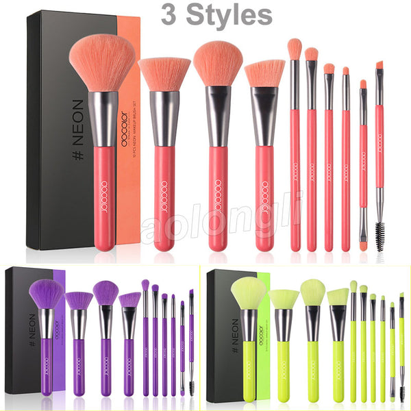 Docolor Makeup Brushes Neon Peach Makeup Brush Set 10 Pcs Premium Kabuki Foundation Blending Face Powder Eyeshadow Beauty Cosmetic Brushes