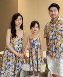 Dopamine Seaside Tyndall-effect Skirt With Print Parent-child Matching Outfits