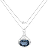 6.65 Carat Genuine London Blue Topaz .925 Sterling Silver Pendant