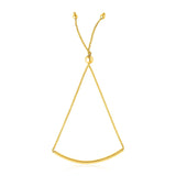 14k Yellow Gold Smooth Curved Bar Lariat Design Bracelet