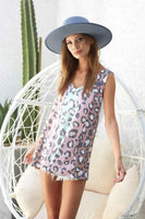 BiBi Leopard Printed Jersey Knit Color Block Sleeveless
