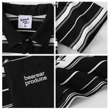 Loose-fitting Polo Shirt With A Lapel Collar Short-sleeved Striped T-shirt