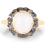 3.04 Carat Genuine White Moonstone and Black Diamond .925 Sterling Silver Ring