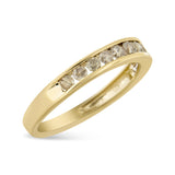 14K Yellow Gold Plated .925 Sterling Silver 1/2 Cttw Channel Set Round Champagne Diamond 11 Stone Band Ring (K-L Color, I1-I2 Clarity) - Size 7