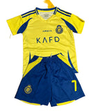 Ronaldo Yellow Al Nassr Kids Away Soccer Jersey Kit Youth Toddler Sizes