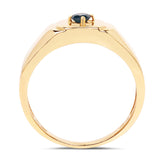 14K Yellow Gold Plated 0.20 Carat Genuine Blue Diamond .925 Sterling Silver Ring