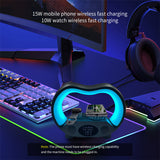 New 6 In 1 Smart Remote Control Bluetooth-compatible Ambience Intelligent LED Table Lamp Multi-function Wireless Charger Night Light Bluetooth-compatible Speaker