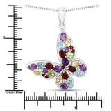 3.80 Carat Genuine Multi Stones .925 Sterling Silver Pendant