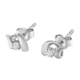.925 Sterling Silver Round Cut Diamond Fashion Stud Earrings (0.10 cttw, I-J Color, I2-I3 Clarity)