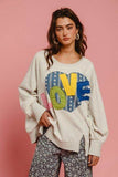 BiBi LOVE Heart Patch Slit French Terry Sweatshirt