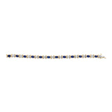 14K Yellow Gold 1.00 Cttw Alternating  Diamond and 6 1/2 Cttw Oval Blue Sapphire Link Bracelet (H-I Color, SI1-SI2 Clarity) - 7" Inches