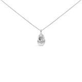 14K White Gold Diamond Accent Baby Shoe with Bow Pendant 18" Necklace (G-H Color, SI1-SI2 Clarity)