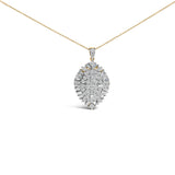14K White and Yellow Gold 2.00 Cttw Diamond Cluster Pear Shaped Pendant Necklace (G-H Color, SI2-I1 Clarity) -20" Inches