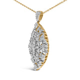 14K White and Yellow Gold 2.00 Cttw Diamond Cluster Pear Shaped Pendant Necklace (G-H Color, SI2-I1 Clarity) -20" Inches