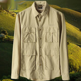 Mens Long-Sleeve Fashionable Casual Solid-Color Shirt