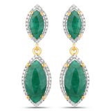 4.21 Carat Dyed Emerald and White Diamond .925 Sterling Silver Earrings