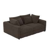 102.4 'Plush Corduroy 4-Seat Sofa,Modern Comfy Upholstered Sofa Cloud Couch,Deep Seat Couches with Soft Pillows and Movable Ottoman,Convertible Sofa Lounge Chair,for Living Room,Apartment,Office,Camel