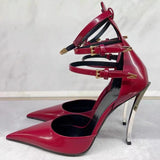Women's Pointed Patent Leather High Heel Sandals