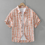 Mens Fashionable Plaid Short-Sleeve Shirt