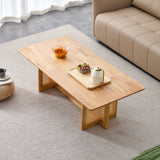 Natural Rubber Wood and Solid Wood Minimalist Coffee Table