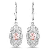 1.04 Carat Genuine Morganite and White Topaz .925 Sterling Silver Earrings