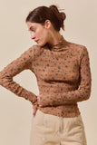SO ME Floral Print Textured Long Sleeve Knit Top