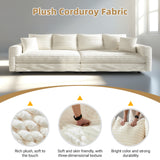 104.3 ' Plush Corduroy 4-Seat Sofa, Modern Comfy Upholstered Sofa Cloud Couch, Deep Seat Couches with Soft Pillows and 2 Ottomans, Convertible Sofa Lounge Chair, for Living Room,Apartment,Office,Beige
