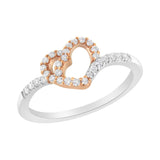 10K Two Toned Gold Diamond Heart Cocktail Ring (1/5 Cttw, H-I Color, I1-I2 Clarity) - Size 6-1/2