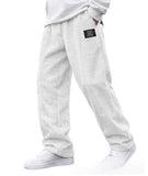 Mens Casual Embroidered-logo Drawstring Loose-fit Elastic-waist Pants With Pockets