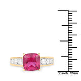 2.70 Carat Genuine Rubellite and White Diamond 14K Yellow Gold Ring