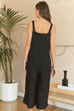 ADORA Black Textured Wide-Leg Jumpsuit