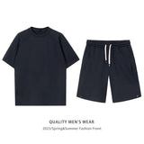 Simple Loose Couple Style Short-sleeved Shorts Two-piece Suit