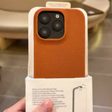 Smartphone Case In Vegan Leather With A Woven Texture And Magnetic Attachment