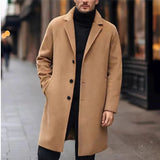 New Men's Casual Wool Coat Long Style