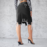 Womens High-Waisted Midi Wrap Skirt With A Slit