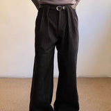 American-style Retro Pleated Thickened Wool Casual Suit Pants