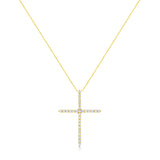 10K Yellow Gold Plated .925 Sterling Silver 3.0 Cttw Prong-Set Round Brilliant Cut Diamond Cross 18" Pendant Necklace (J-K Color, I1-I2 Clarity)