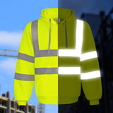 Reflective Hooded Zip-up Sweatshirt With Custom Printing And Embroidery For Export