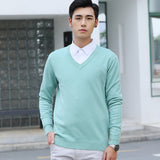 Mens Loose-Fit V-Neck Sweater Thick And Warm Knitted Top