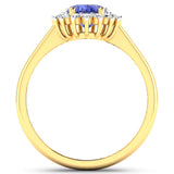 1.92 Carat Genuine Tanzanite and White Diamond 14K Yellow Gold Ring