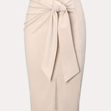 Elegant Monochrome High-waisted Knee-length Skirt For Women