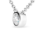14K White Gold 1/2 Cttw Lab Grown Diamond Modern Bezel-Set Solitaire 16"-18" Pendant Necklace (F-G Color, VS2-SI1 Clarity)