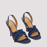 Off White Curvy Heel Denim Sandal Women