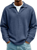 Waffle-Paneled Polo Shirt Mens Lapel Knitwear