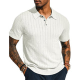 Mens Casual Knitted Shirt Summer Top With Short Sleeves