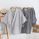 Mens Short-sleeve And Shorts Pajama Set Made Of Pure Cotton Gauze