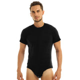 New Short Sleeve Round Neck Button Men's Breathable One-piece Home Pajamas