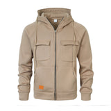 Mens Loose-Fit Hoodie With Multiple Pockets And A Stand-Up Collar